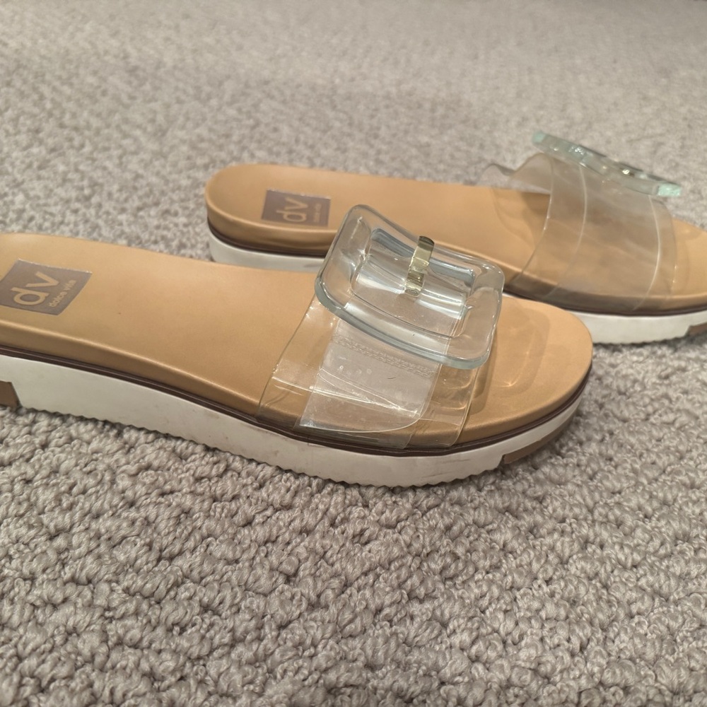 DV by Dolce Vita Women's Clear and Tan Slide Sandals